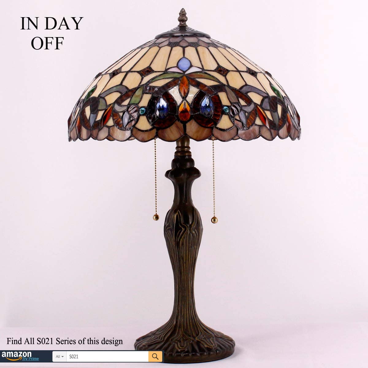 GEDUBIUBOO  Style Table Lamp Colorful Stained Glass Serenity Victorian Bedside Lamp16X16X24 Inches Desk Light Metal Base Decor Bedroom Living Room  Office S021 Series