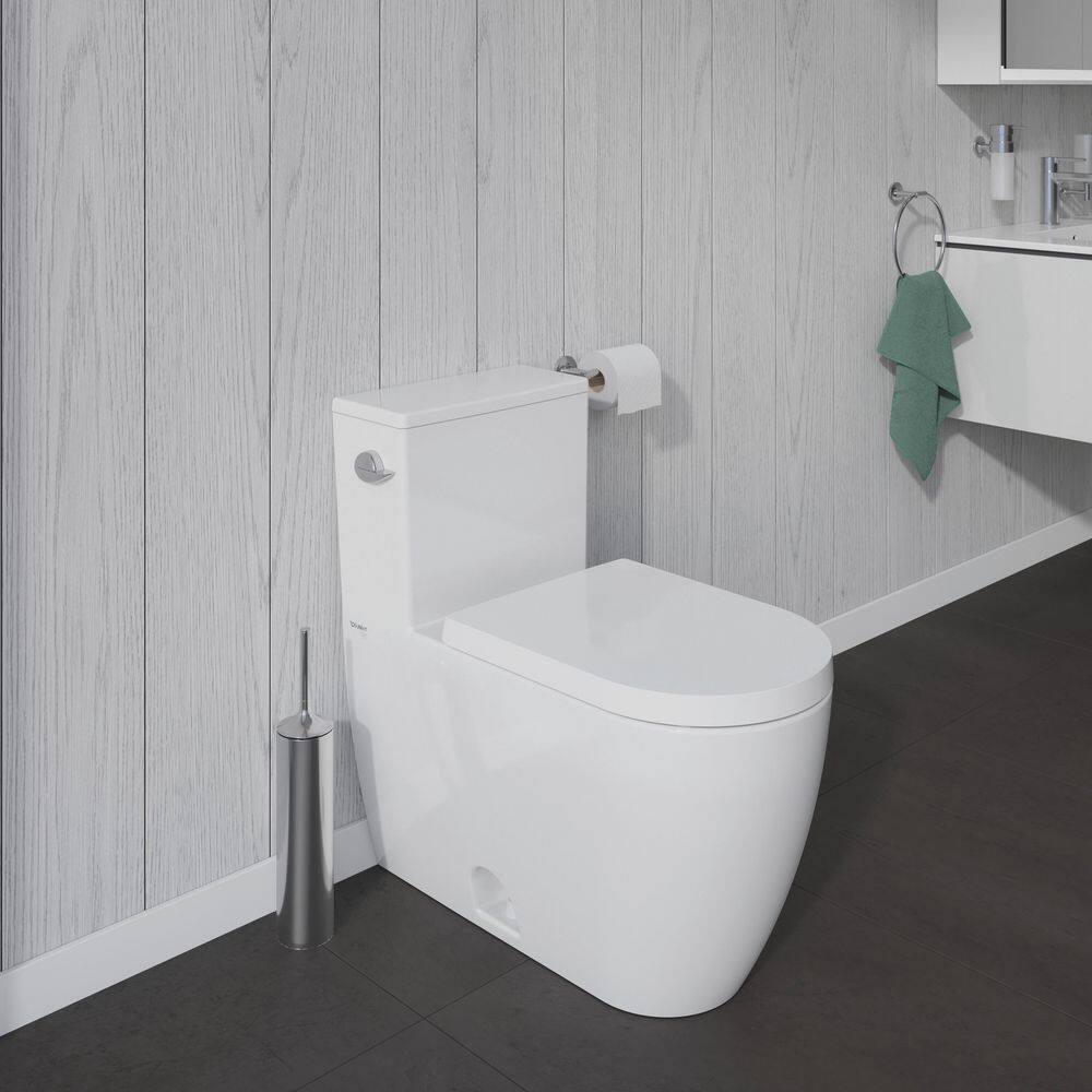 Duravit ME by Starck 1-piece 1.28 GPF Single Flush Elongated Toilet in. White (Seat Not Included ) 2185010002