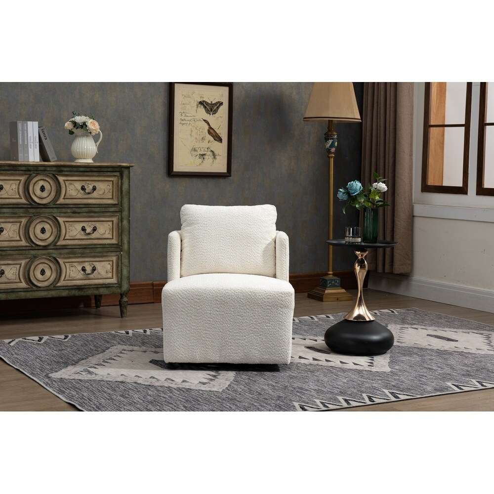 Chenille Upholstered 360 Degree Swivel Barrel Chair For Living Room Bedroom