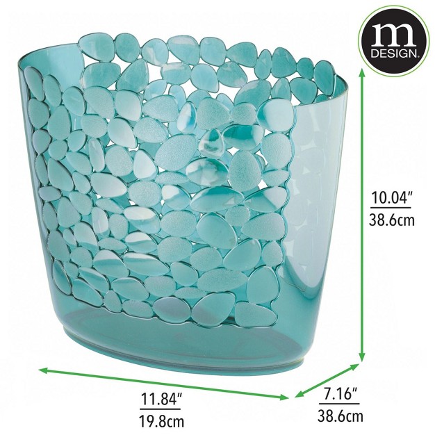 Mdesign Plastic Small Oval Trash Can Wastebasket Pebble Design