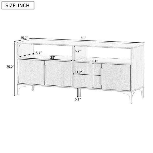 Nestfair Sideboard with Gold Metal Legs and Magnetic Suction Doors