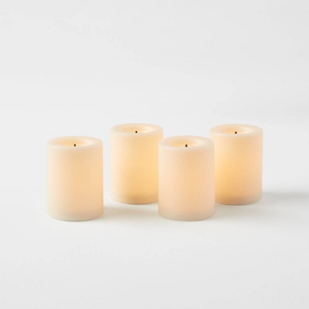 X 1 4 quot 4pk Led Votive Flameless Black Wick Candle Cream