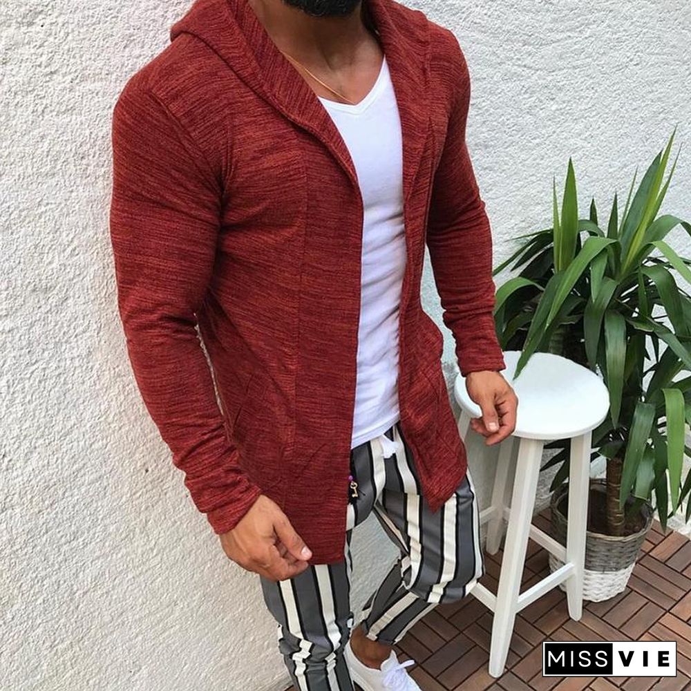 Men Clothes Open Stitch Casual Sweatercoat Tricot Cardigan Male Autumn Hoodies Knitted Overwear Hombre