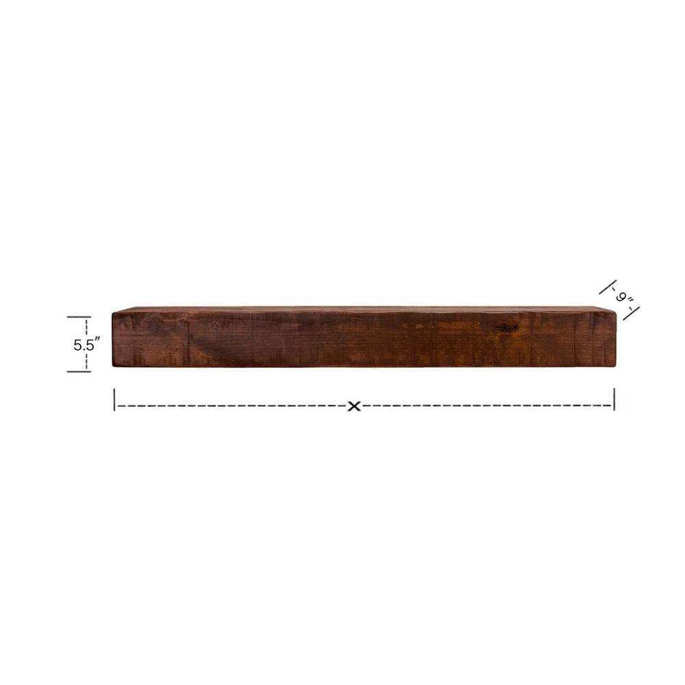 Dogberry Collections Rustic 60 in. Mahogany Cap-Shelf Mantel m-rust-6005-mhog-none