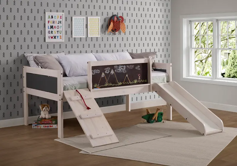 Junior Whitewash Twin Low Loft Bed