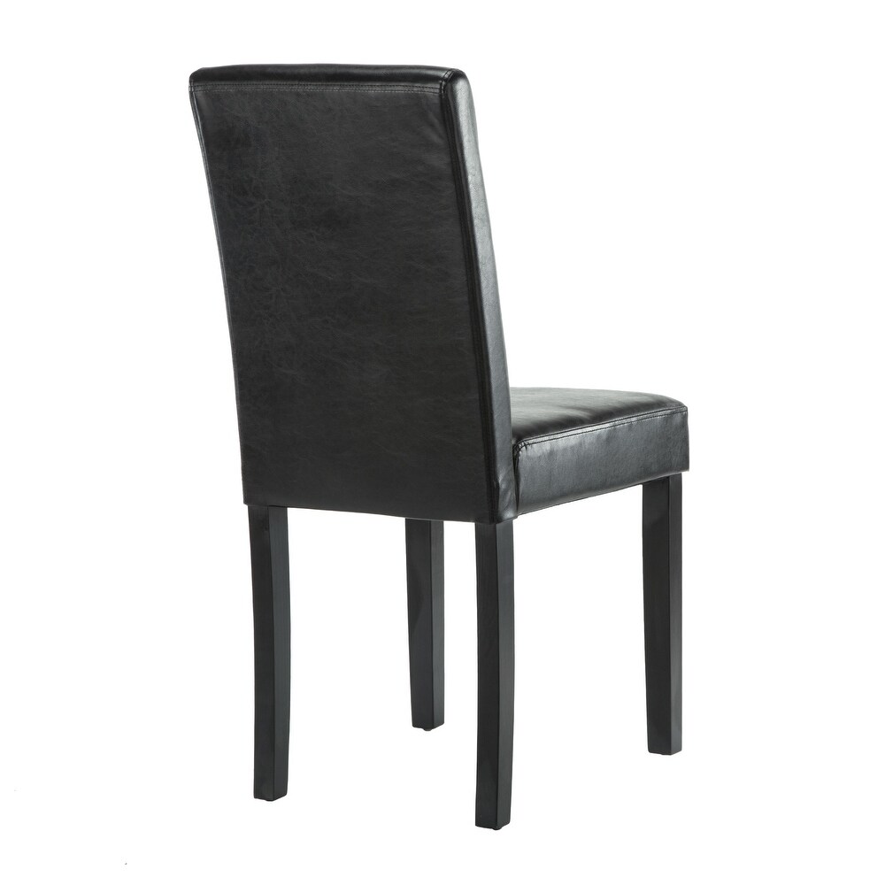 Faux Leather or Fabric Parsons Dining Chairs Set of 2 with Wood Legs