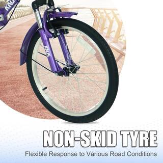 20 in. 3 Wheel Adult Foldable Tricycle Purple Bicycle with Shopping Basket TN131E-112