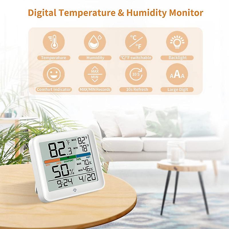 Indoor Hygrometer Digital Humidity Meter Home Weather Monitor With Backlight