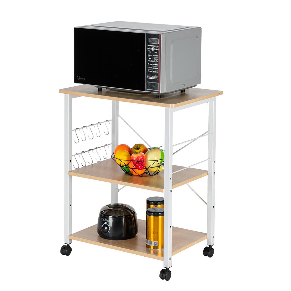 UBesGoo 3-Layer Kitchen Microwave Oven Stand Cart, Rolling Bakers Rack Kitchen Utility Storage Serving Cart, Kitchen Island Cart for Kitchen