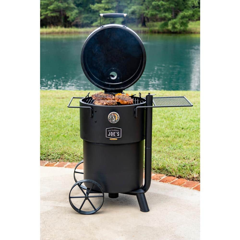 OKLAHOMA JOE'S Bronco Charcoal Drum Smoker Grill in Black with 284 sq. in. Cooking Space 19202089