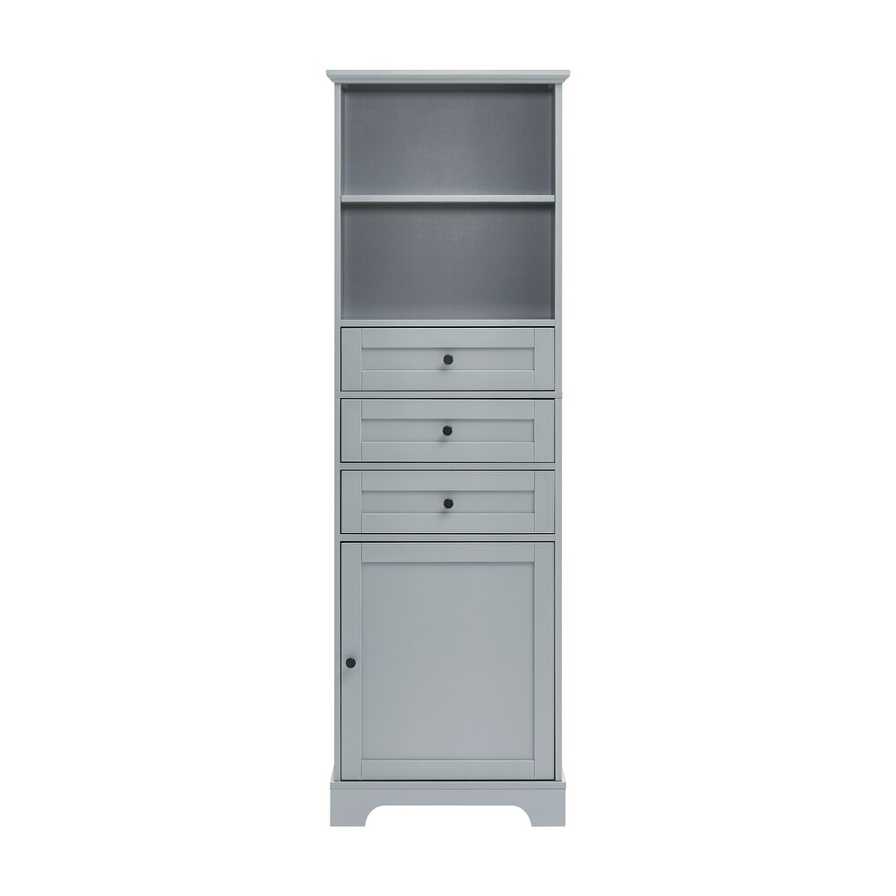 Grey Bathroom Floor Storage Cabinet Freestand Cupboards Towel Cabinet