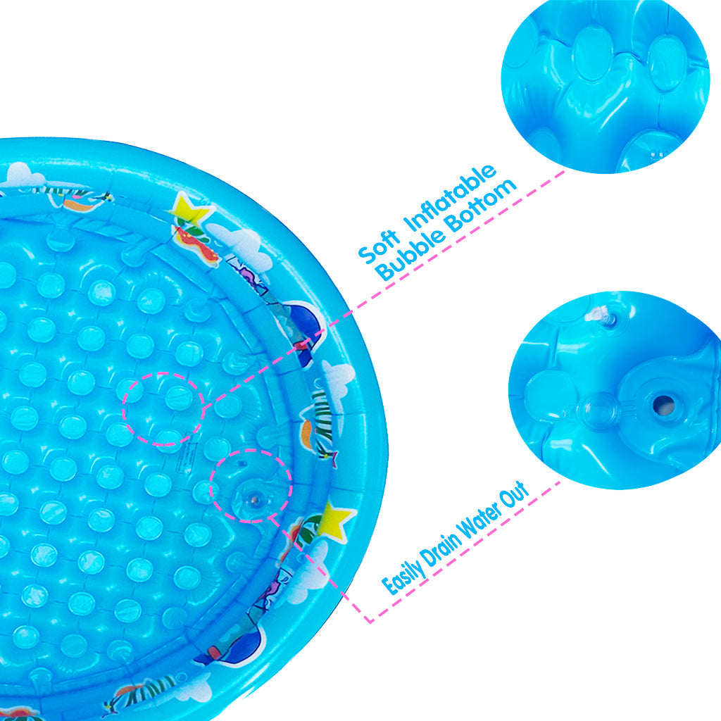 10Leccion Inflatable Kids Pool, Blue Swimming Pool for Toddler, Round Blow up Ball Pit Pool(48"*12")