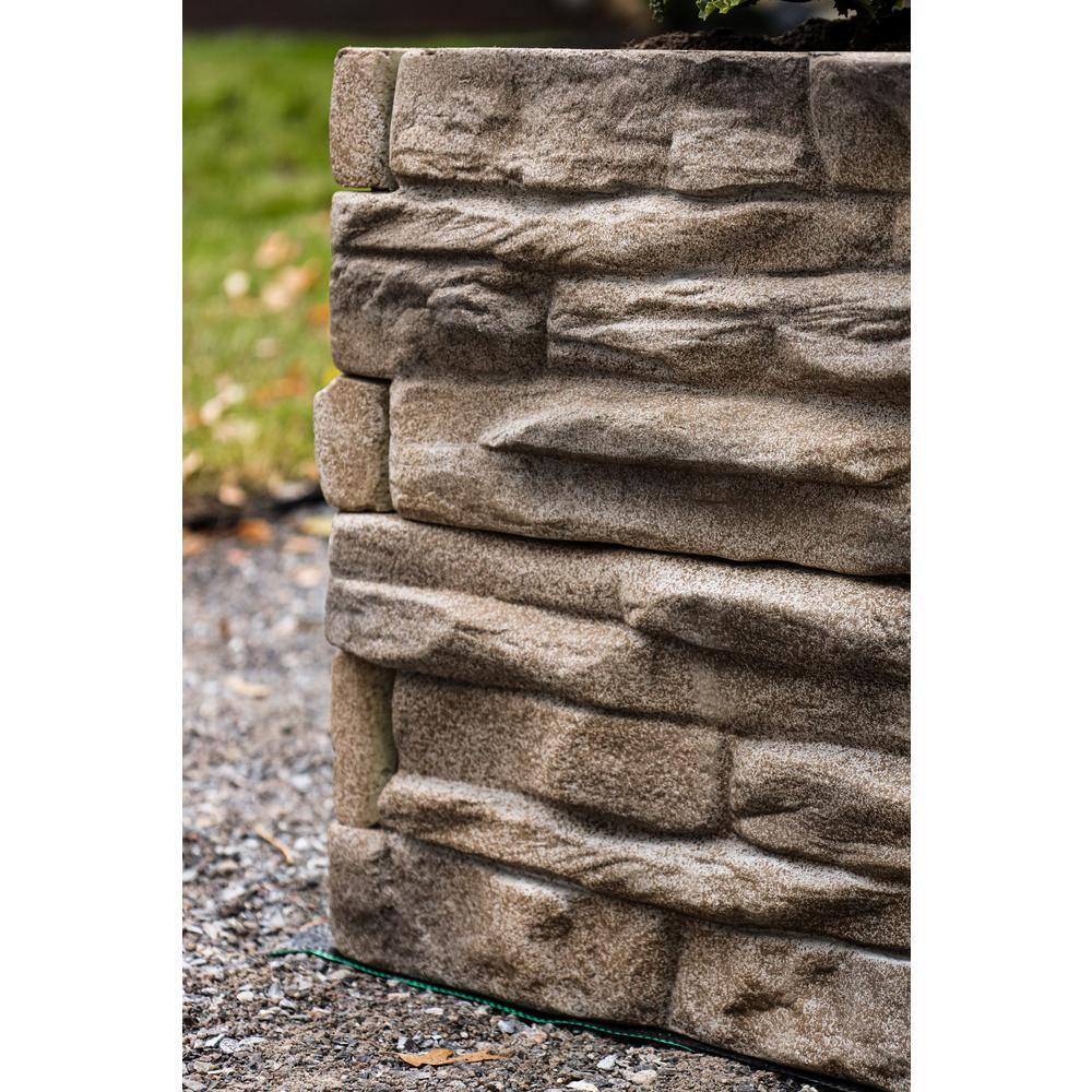 Landecor Raised Garden Bed TanBrown Ledgestones - Composite Polyurethane Natural Look  Feel Stone Garden Planter Box (6-Pack) 60