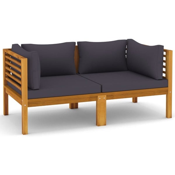 2-Seater Patio Sofa with Cushion Solid Acacia Wood - Overstock - 36079456