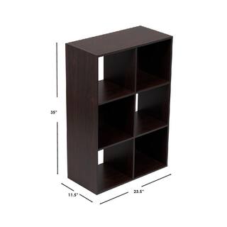 Home Basics Open and Enclosed Espresso 6 MDF Cube Organizer HDC92670