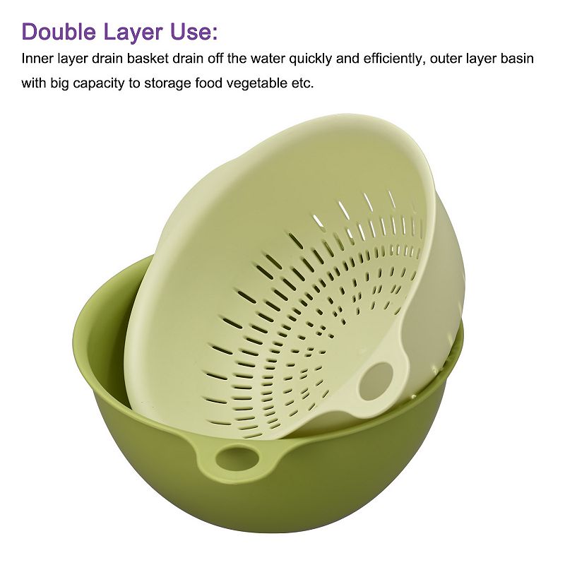 Kitchen Strainer Colander Bowl Set， Small Double Layer Drain Basket