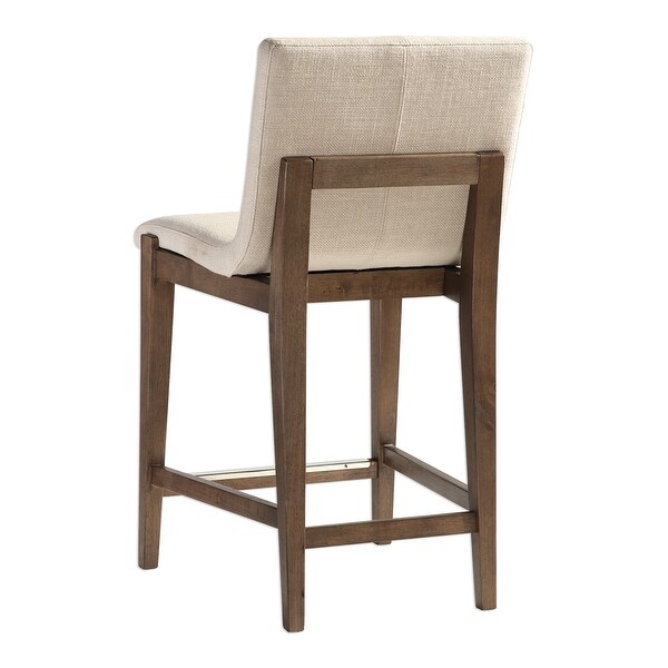 Uttermost Klemens Light Walnut and Neutral Linen Counter Stool