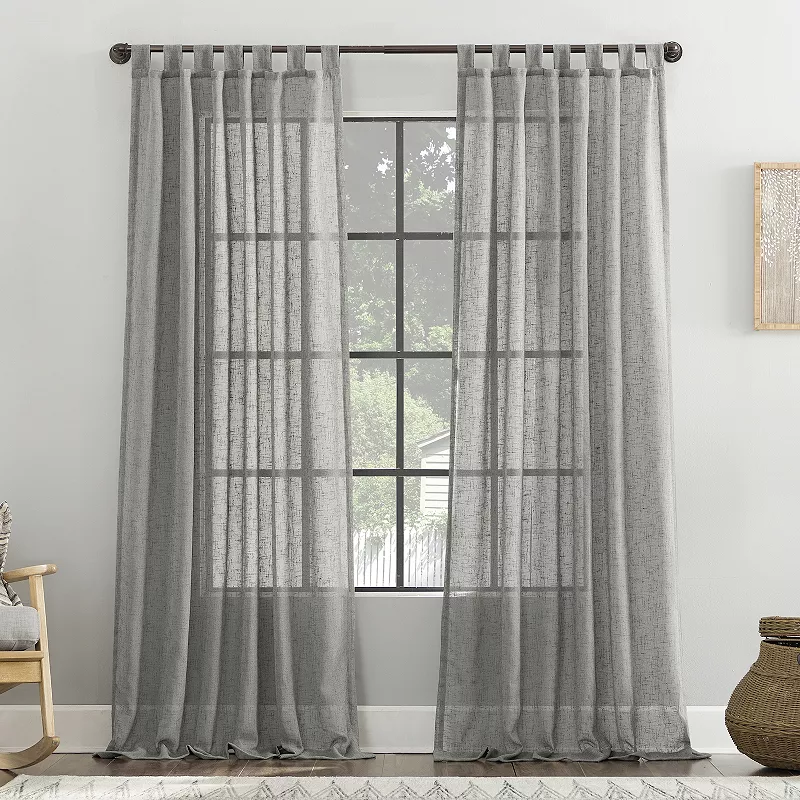 Archaeo Burlap Weave Linen Blend Tab Top Single Curtain Panel