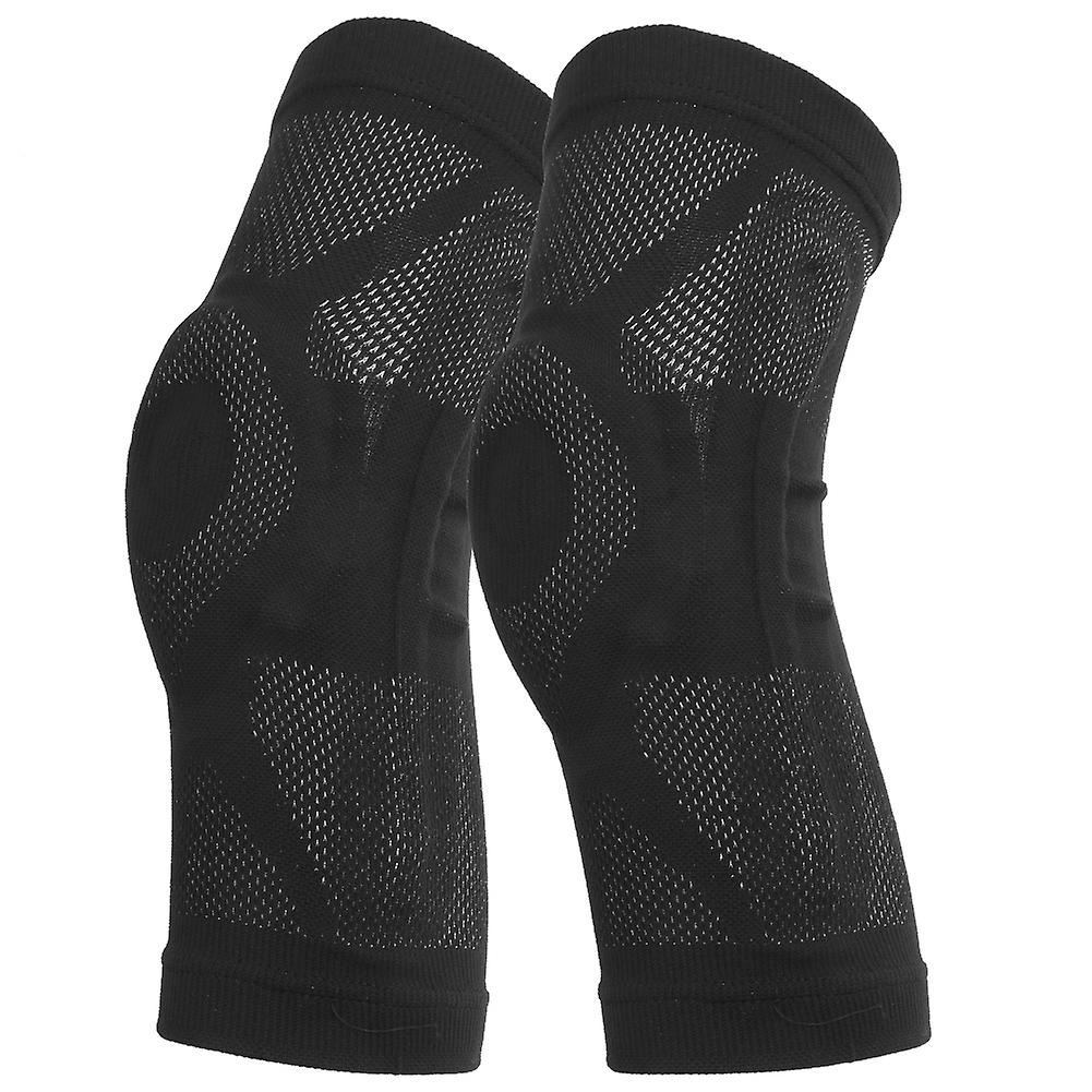 2pcs Breathable Sport Kneecap Anticollision Patella Guard Leg Sleeve Protective Gearblack M