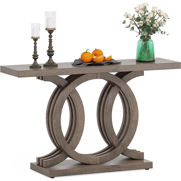 55 inches Farmhouse Console Table with Geometric Base