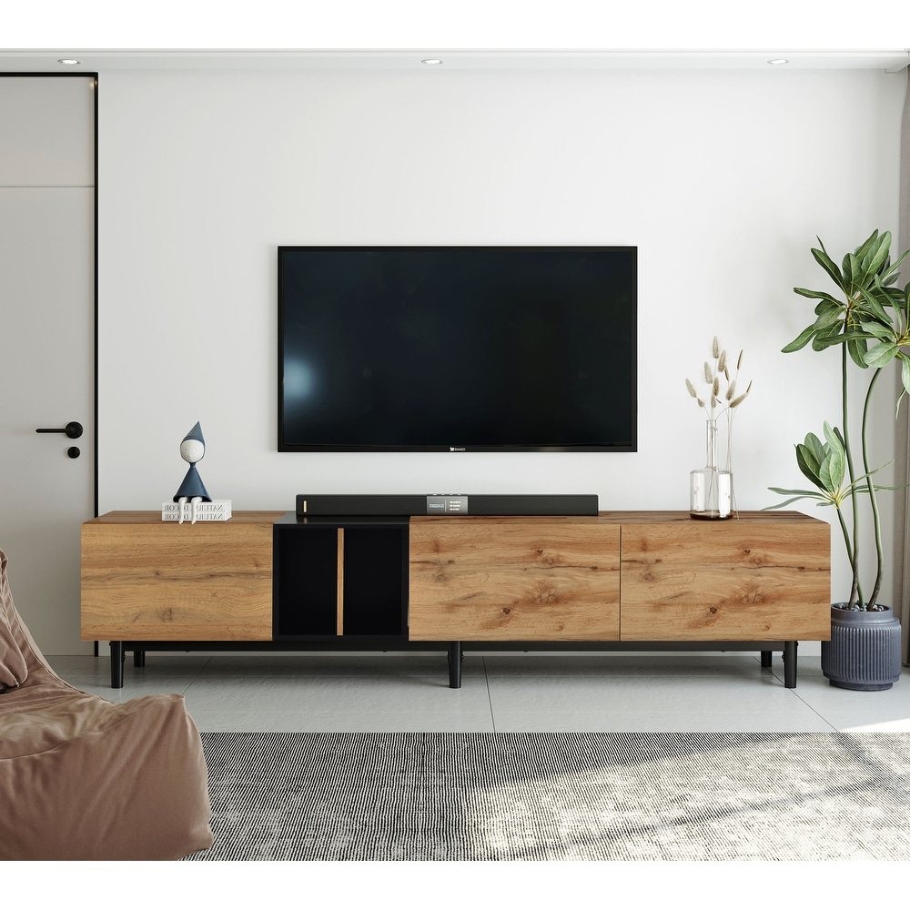 Modern TV Stand TV Console with Storage Cabinets for TVs up to 80\