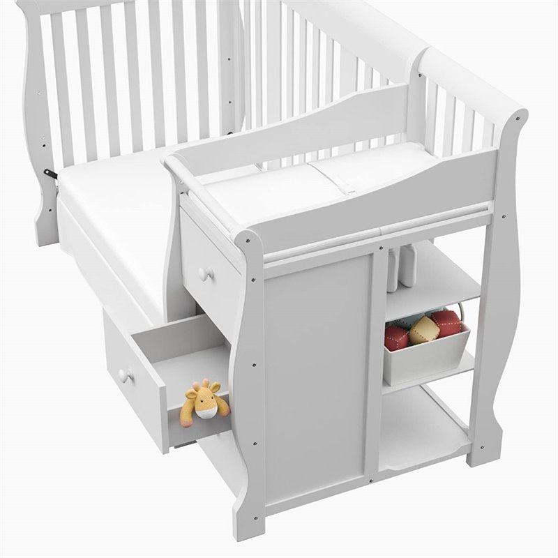 Bowery Hill Traditional Wood 4-in1 Crib & Changer Combo in White