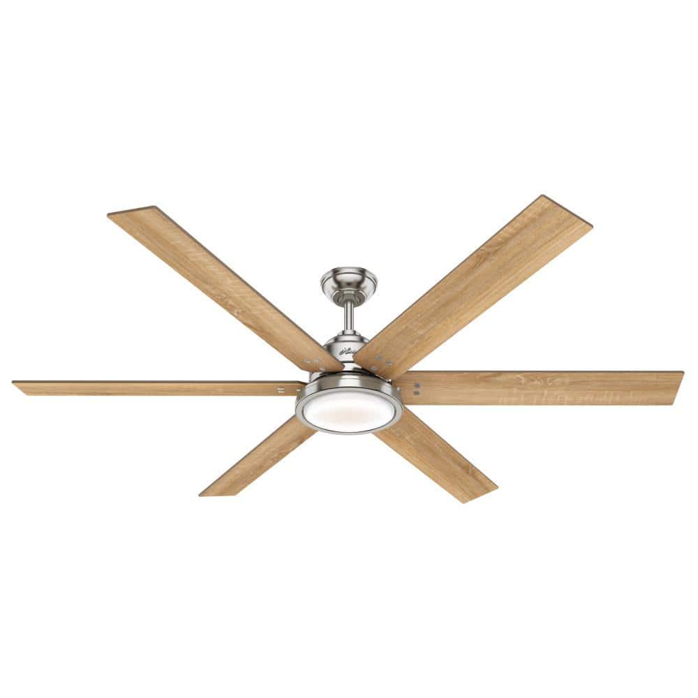 Hunter Warrant 70 in LED Indoor Brushed Nickel Ceiling Fan with Light and Wall Switch