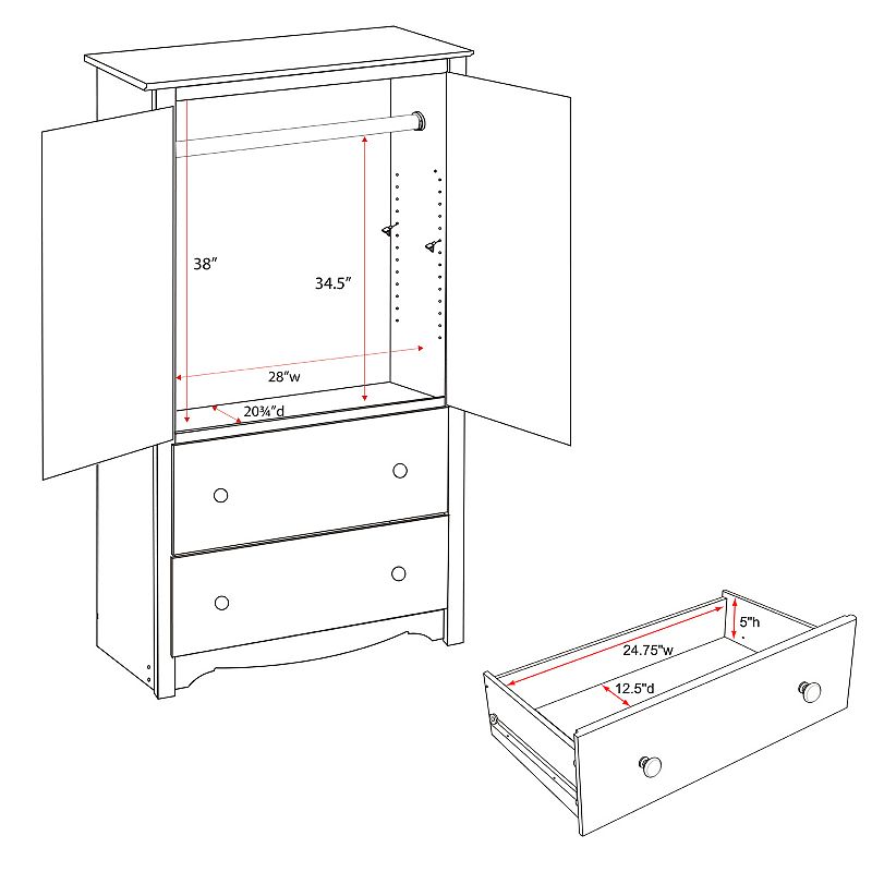 Prepac Monterey 2-Drawer Armoire