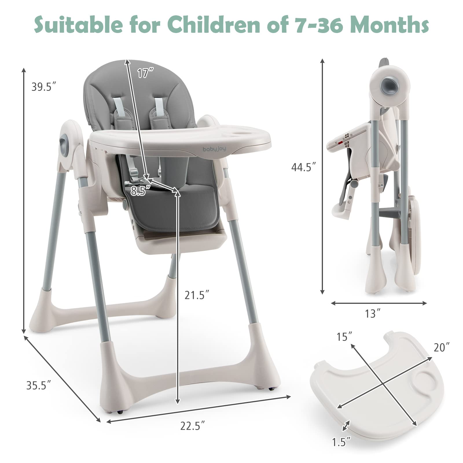 Costzon Convertible High Chair for Babies & Toddlers, Foldable Highchair