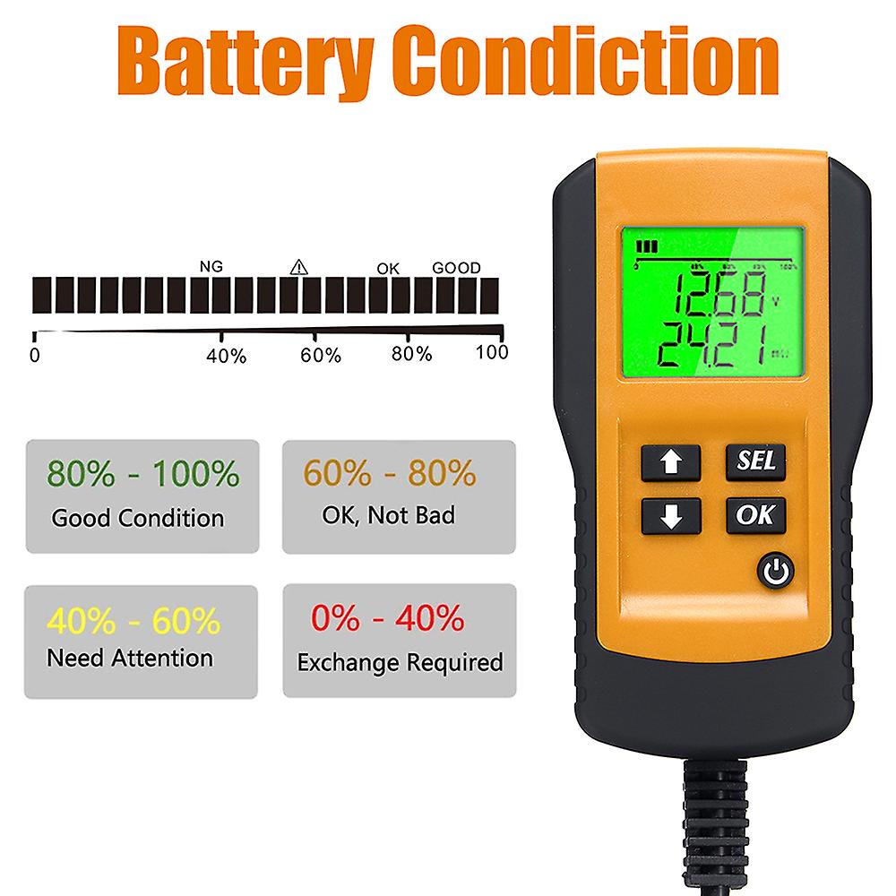 Digital 12v  Car Battery Tester Load Test And Analyzer Of Battery Life Percentage，voltage， Resistance And Deep Cycle Battery