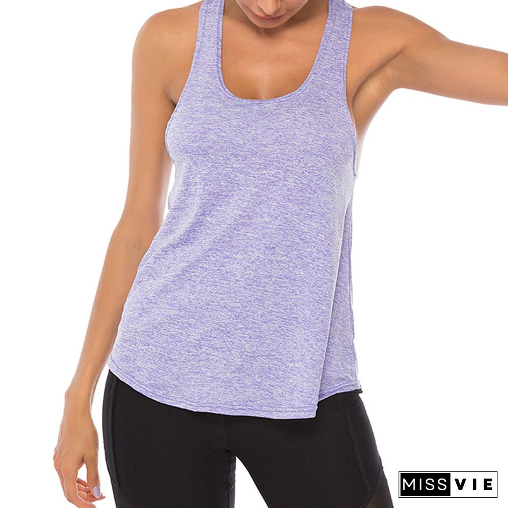 Women Fitness Tank Tops Solid Sleeveless O-Neck Casual Backless Vest Summer Women's Sports Strap Top De Mujer