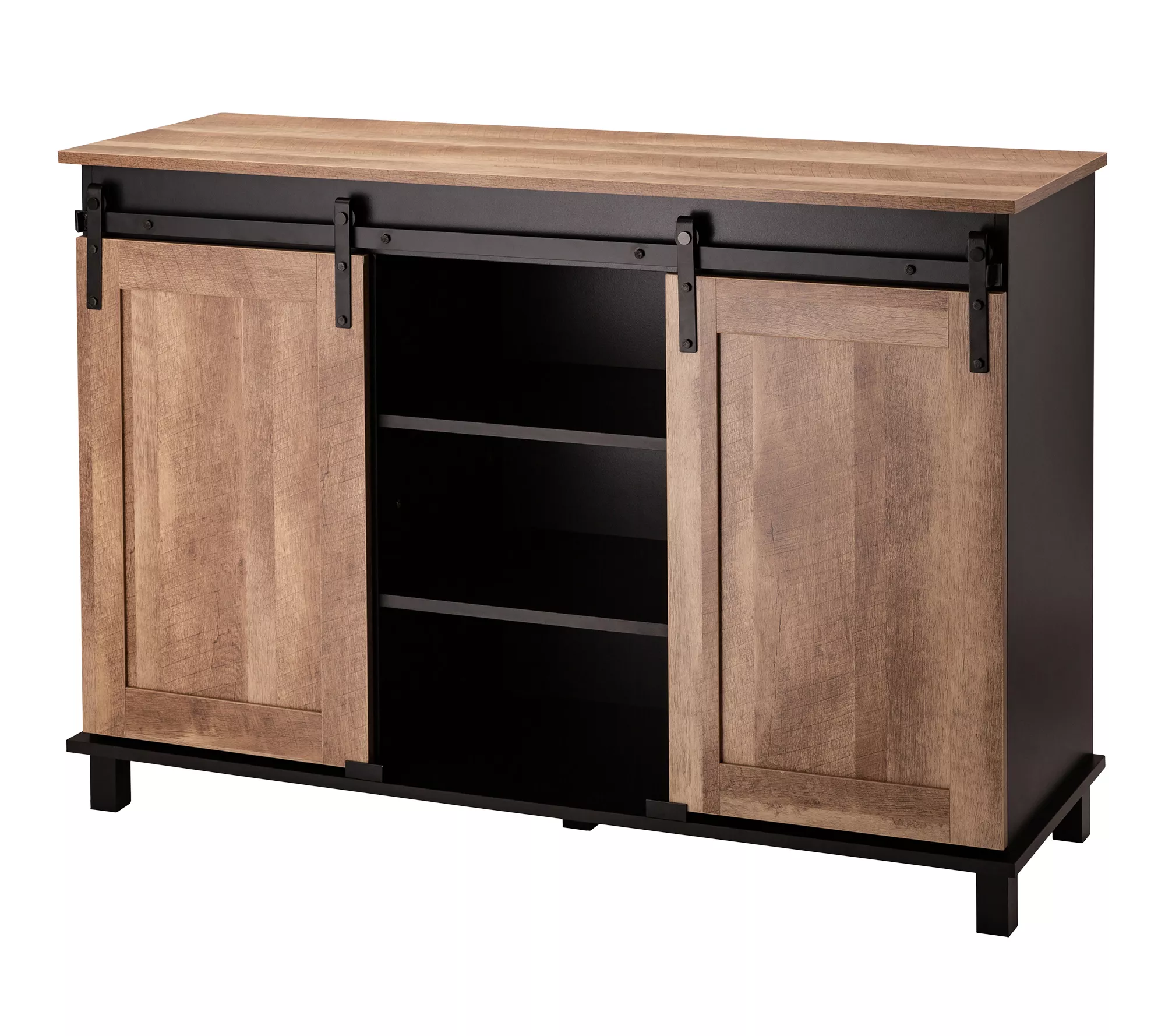 Glitzhome Modern Industrial Black Serving Sideboard Table