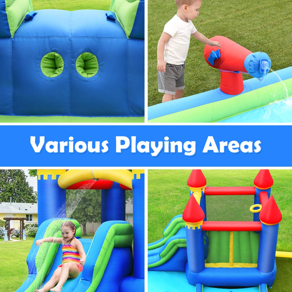 BOUNTECH Inflatable Bounce House | Kids Castle Water Slide with Climbing Wall for Backyard