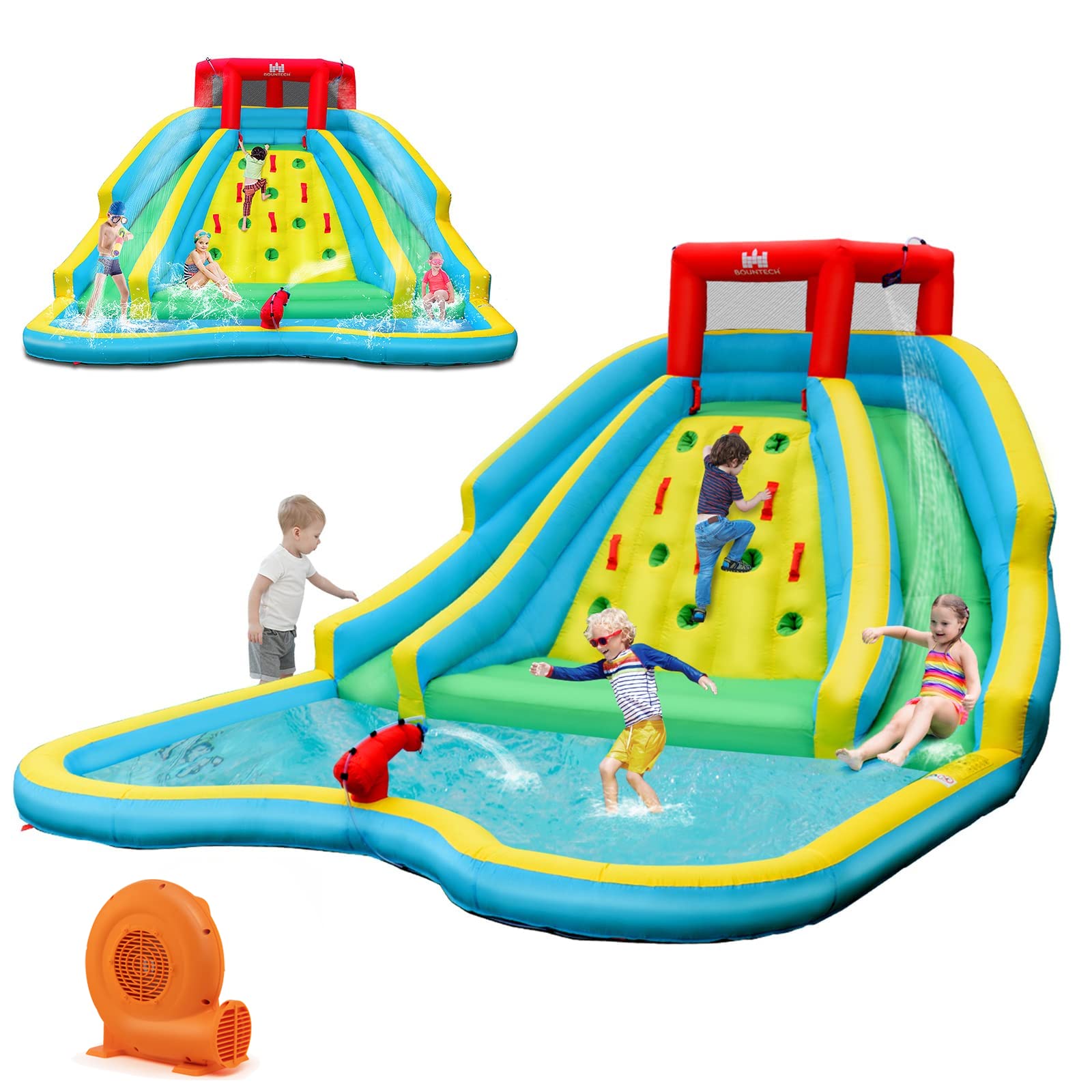 BOUNTECH Affordable 15FTx 12FTx 8FT Inflatable Double Water Slide Bounce House