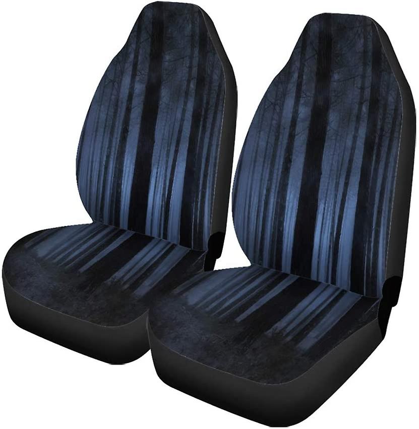 Set Of 2 Car Seat Covers Woods Night Universal Auto Front Seats Protector Fits For Car，suv Sedan，truck