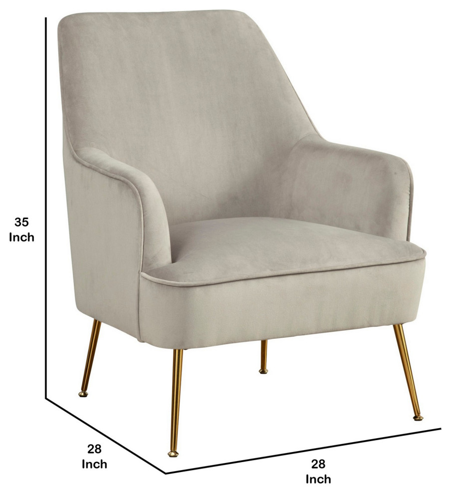 Benzara BM261857 Accent Chair With T Cushioned Seat and Metal Legs  Gray   Midcentury   Armchairs And Accent Chairs   by VirVentures  Houzz