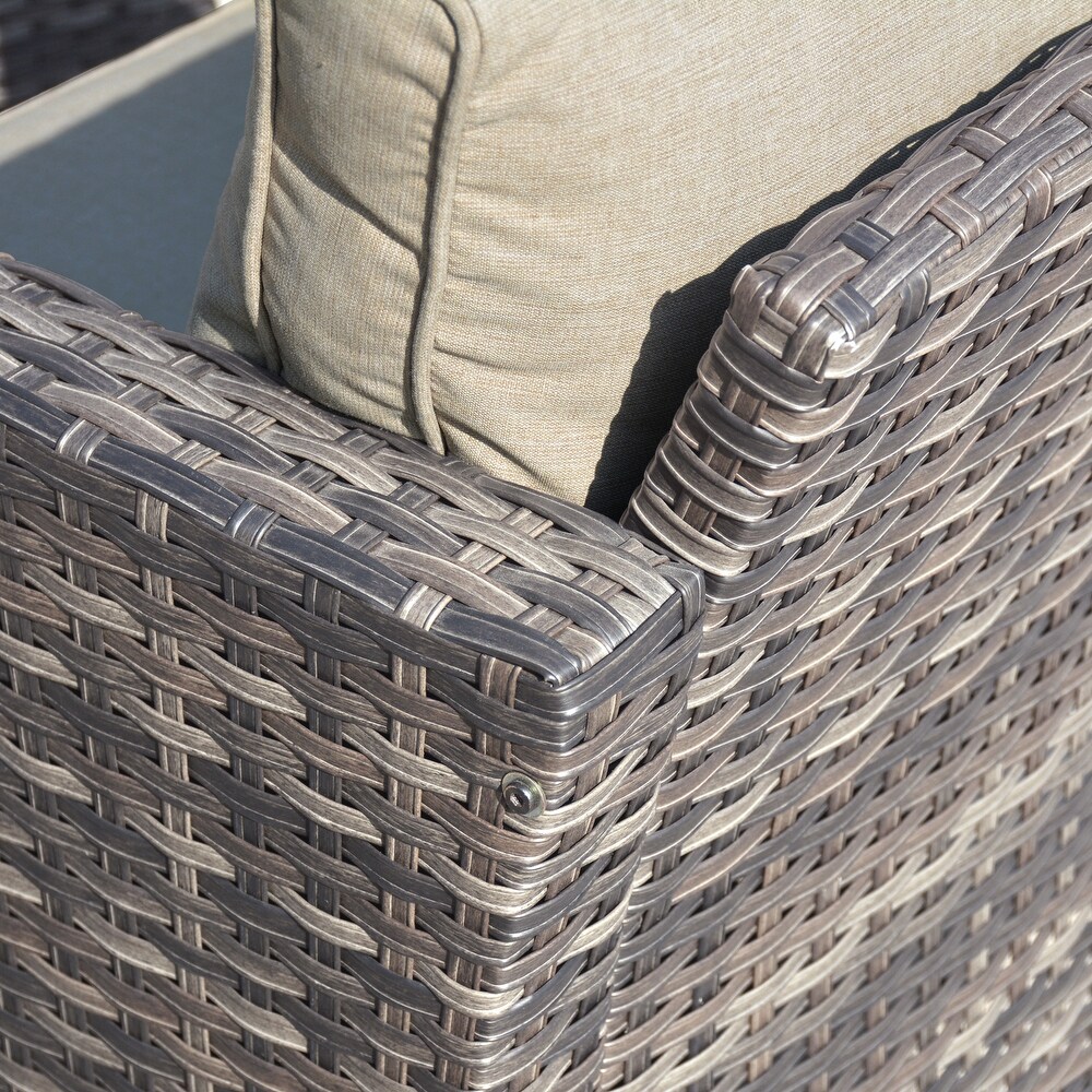 OVIOS Outdoor High back Grey Wicker Loveseat