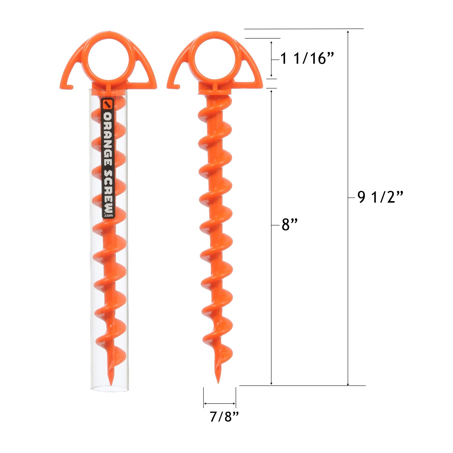 Orange Screw: The Ultimate Ground Anchor | Small 4 Pack | Made in The USA