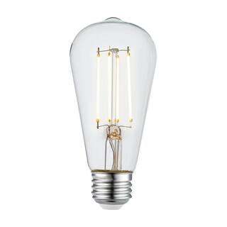 Globe Electric 60 Watt Equivalent ST19 Dimmable Straight Filament Dusk to Dawn Vintage Edison LED Light Bulb  Soft White Light 35687