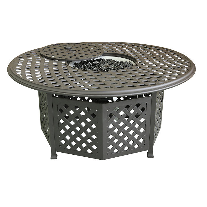 Simplie Fun 53 Round Aluminum Propane Gas Firepit Table Chocolate Silk