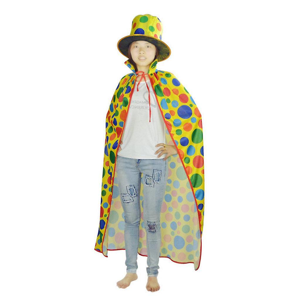 2 Pcs Cosplay Clown Cloak Set Magic Show Costume Long Poncho