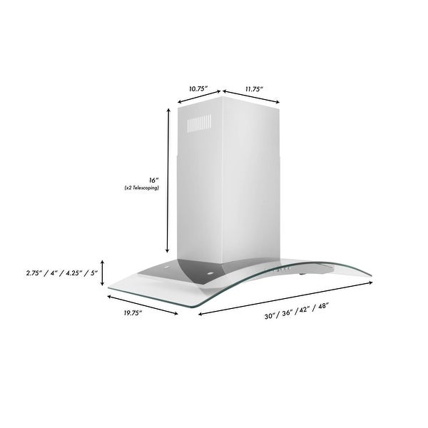 ZLINE Convertible Vent Wall Range Hood in Stainless Steel and Glass