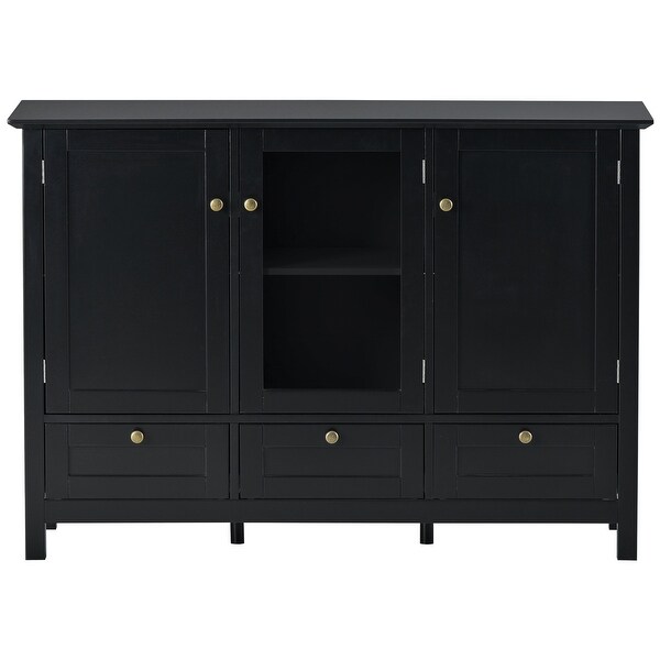 Wood Sideboard Accent Cabinet w/3 Drawers and Shelves