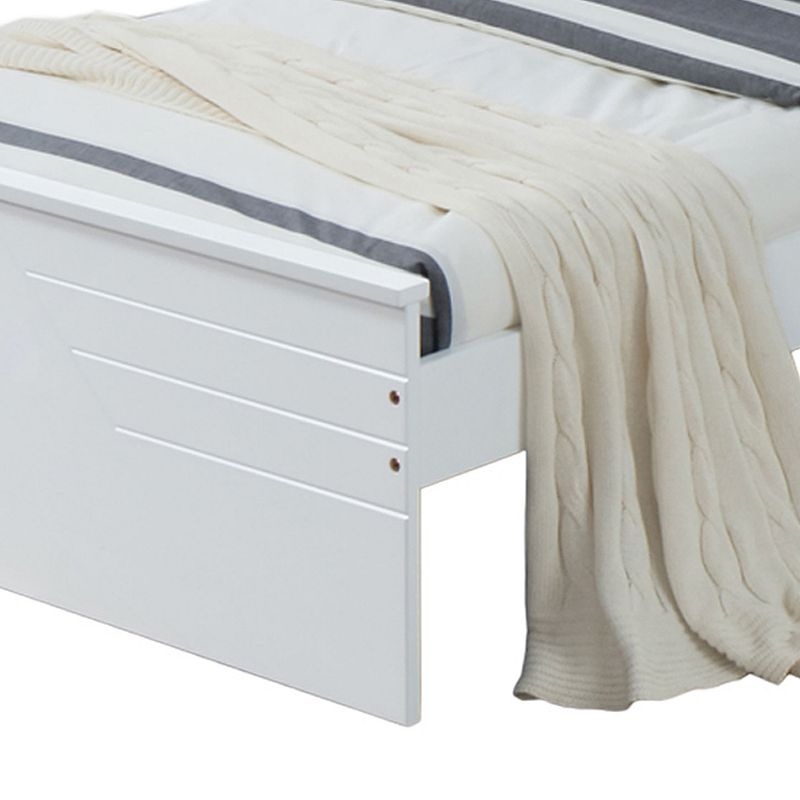 Modern Twin Size Wooden Panel Bed with Low Profile Footboard， White