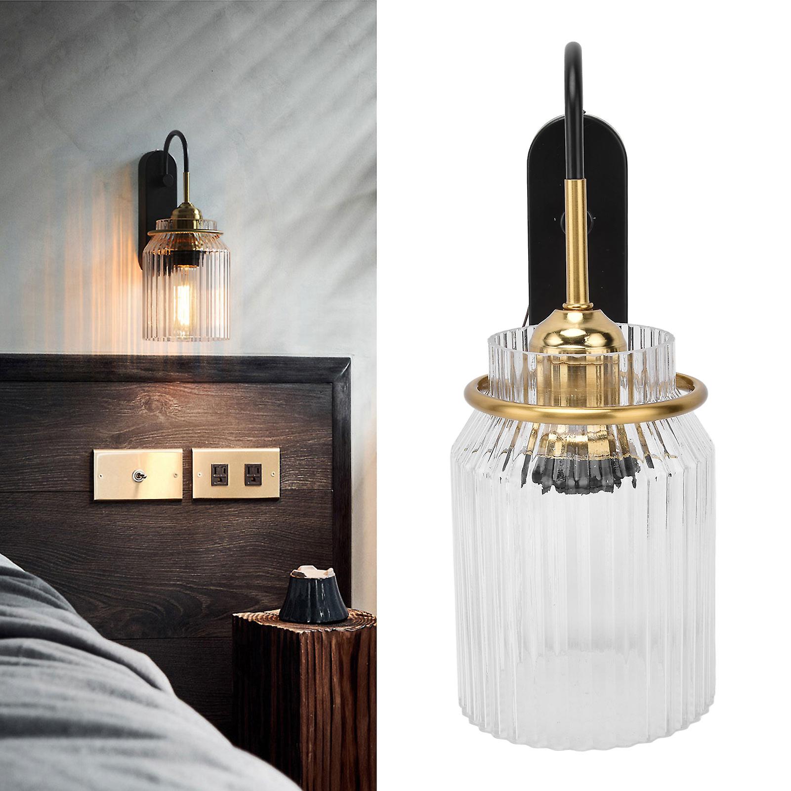 Retro Glass Wall Light With Metal Base For Bedroom And Living Room Dcor - E26/e27 Lamp Holder， Easy To Install， Energy-saving