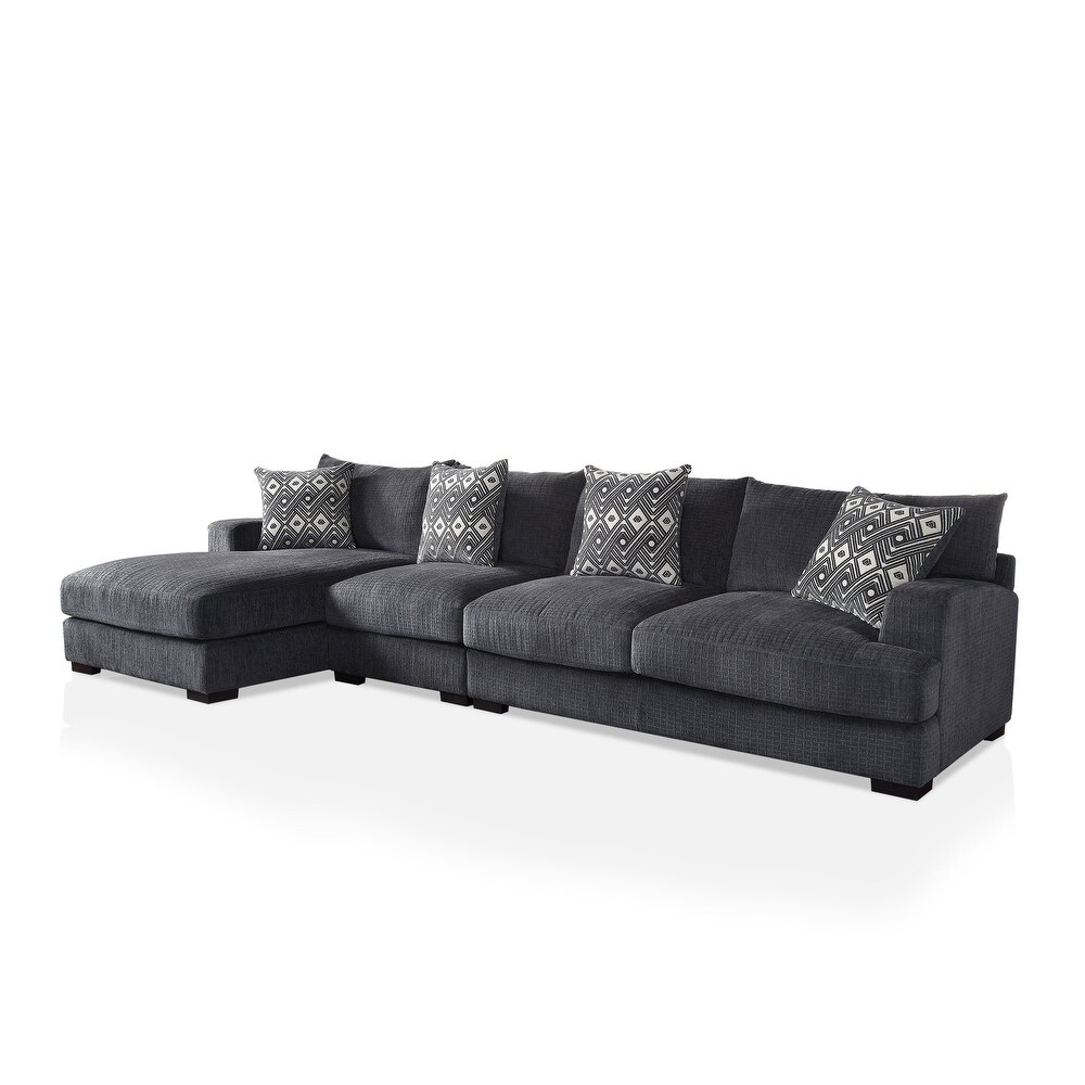 Kintra Contemporary Chenille Upholstered Large L Shaped Sectional by Furniture of America