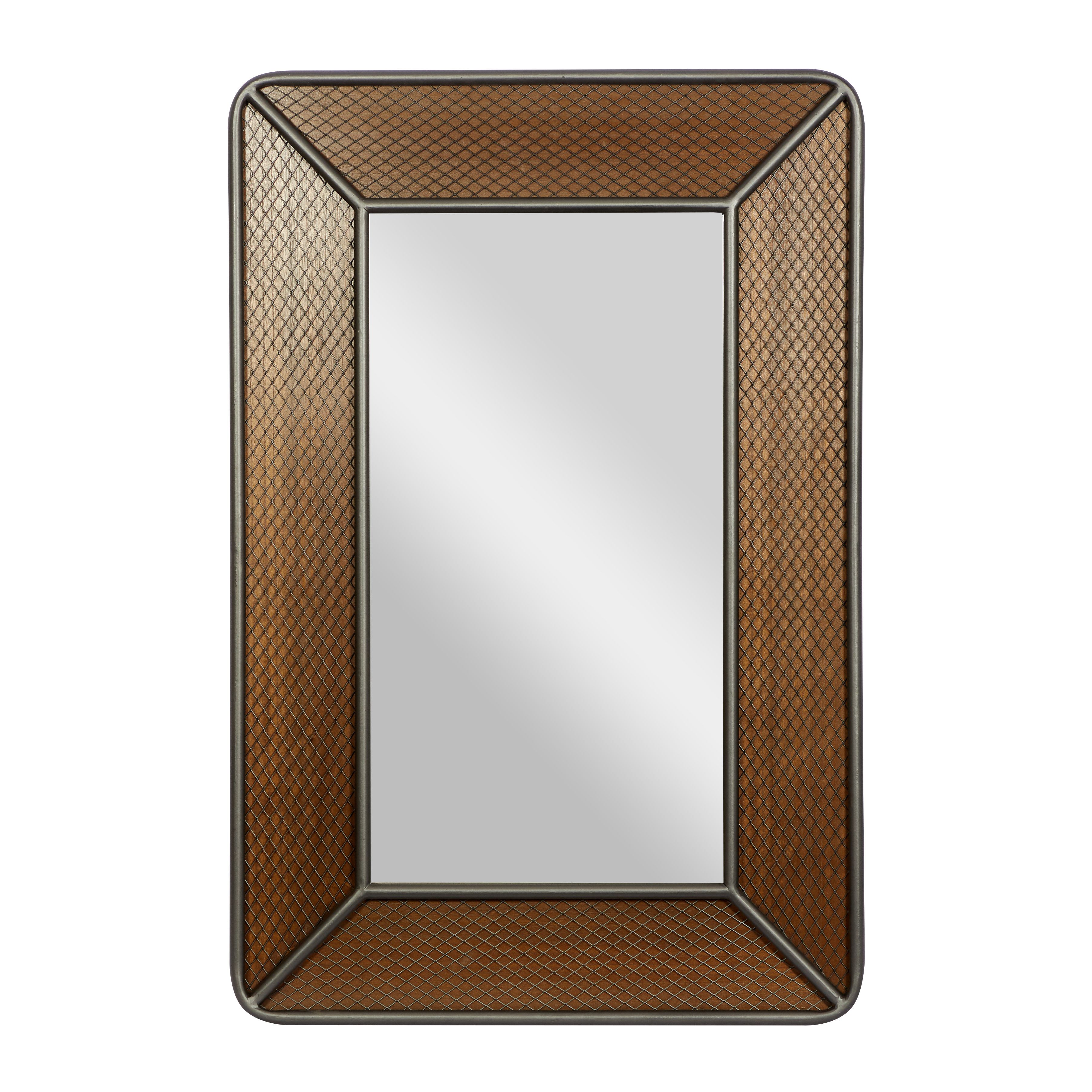 Brown Wood Industrial Wall Mirror 31quot x 47quot