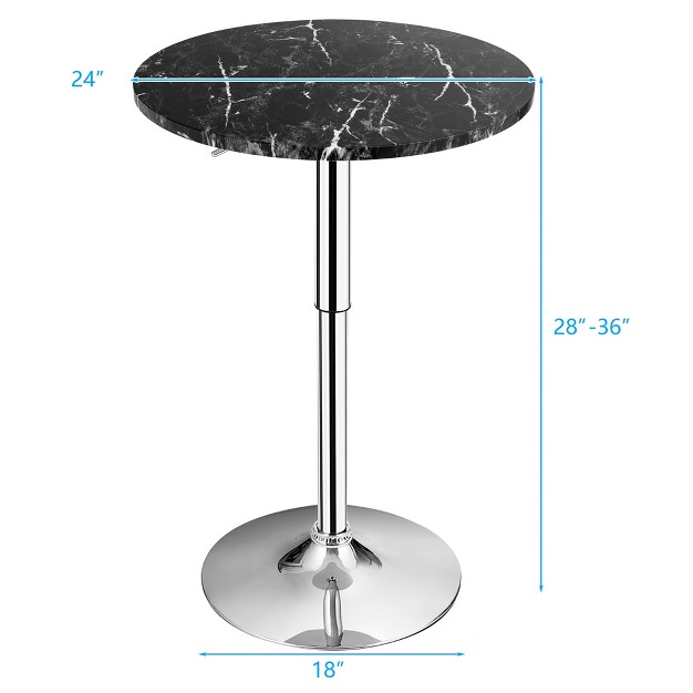 Costway 2pcs Round Bistro Bar Table Height Adjustable 360 degree Swivel Black