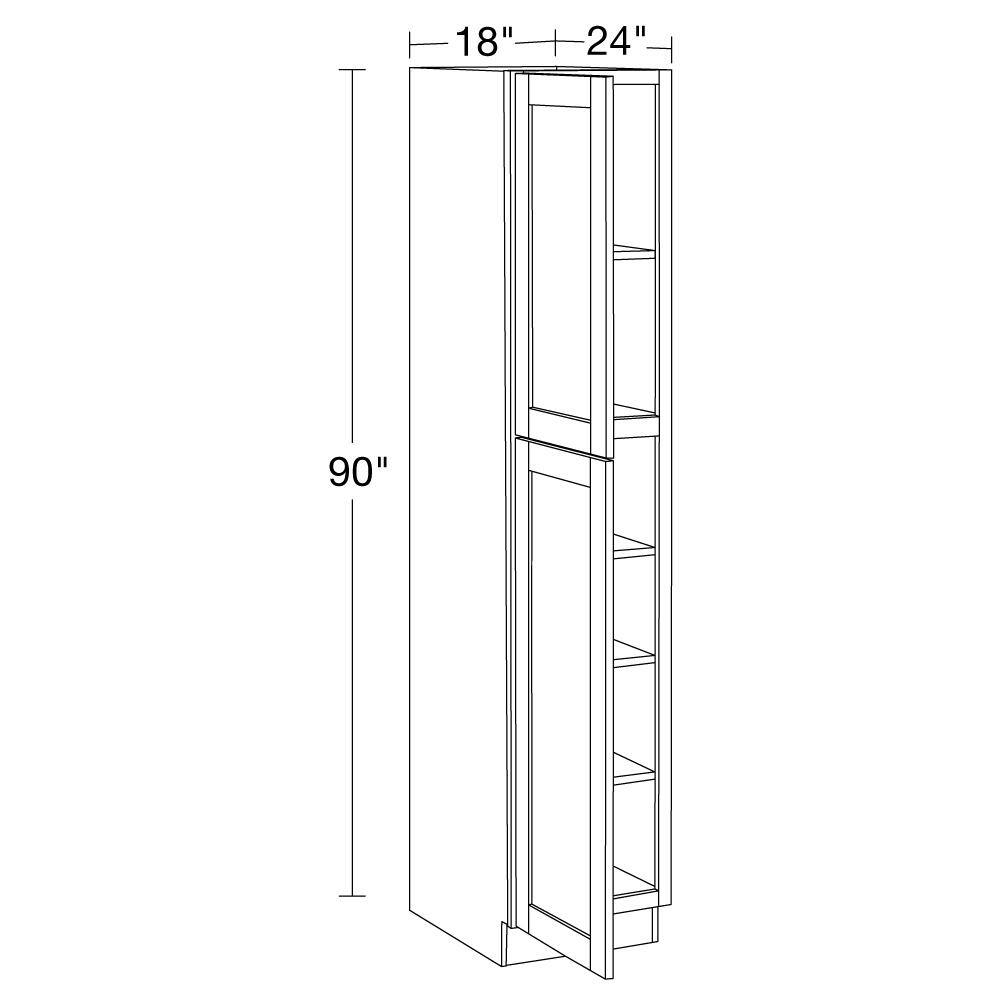 MILL'S PRIDE 18 in. W x 24 in. D x 90 in. H Venetian Onyx Plywood Shaker Stock Ready to Assemble Pantry Kitchen Cabinet Soft Close U182490-RVO