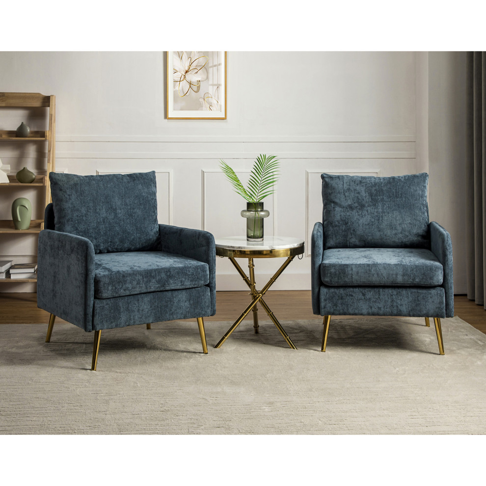 29.5 quotWooden Upholstered Accent Chair  Set of 2   Midcentury   Armchairs And Accent Chairs   by Karat Home  Houzz